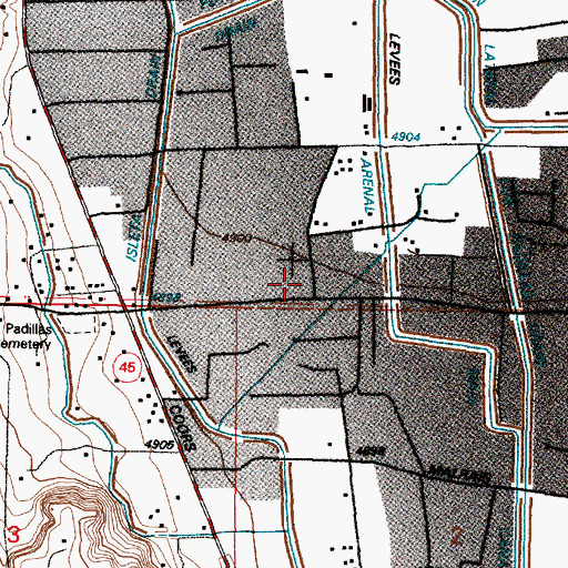 Topographic Map of Los Padillas Elementary School, NM