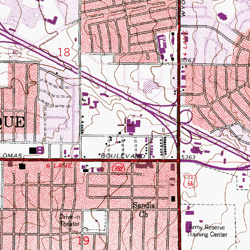 Topographic Map of Hayes Middle School, NM