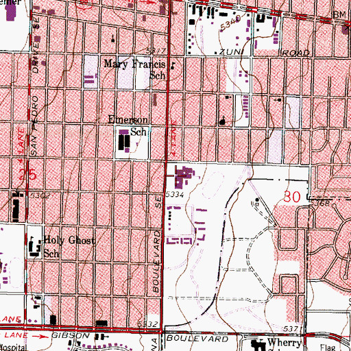 Topographic Map of Van Buren Middle School, NM