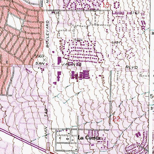 Topographic Map of Manzano High School, NM