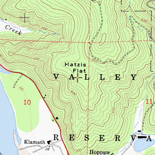 Topographic Map of Hatzis Flat, CA
