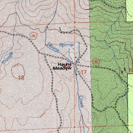 Topographic Map of Hauns Meadow, CA