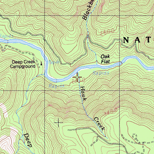 Topographic Map of Hawk Creek, CA