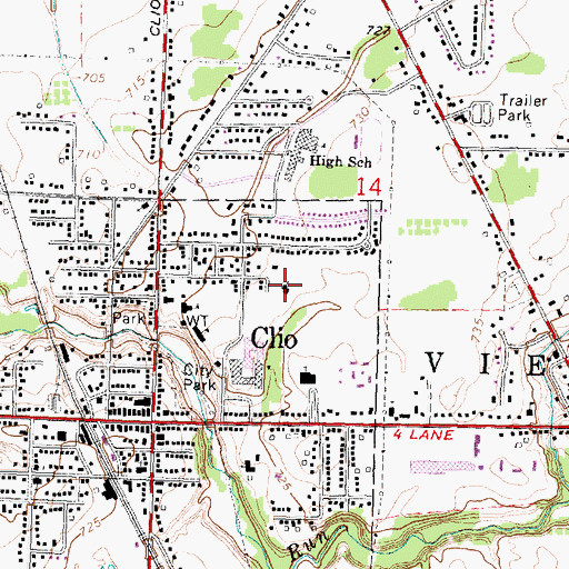 Topographic Map of Messiah Lutheran Church of Clio, MI