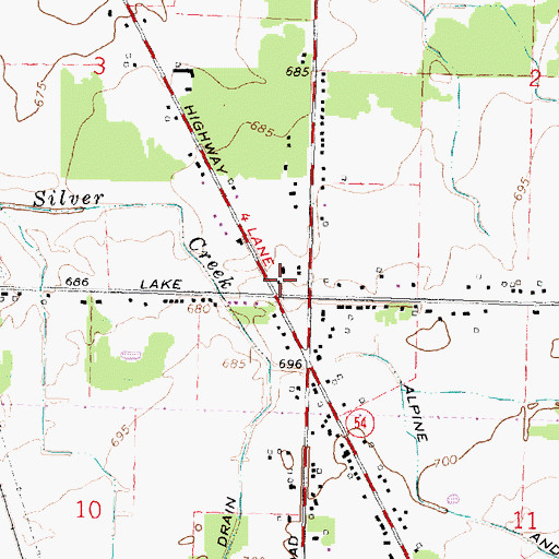 Topographic Map of Fellowship Baptist Church, MI