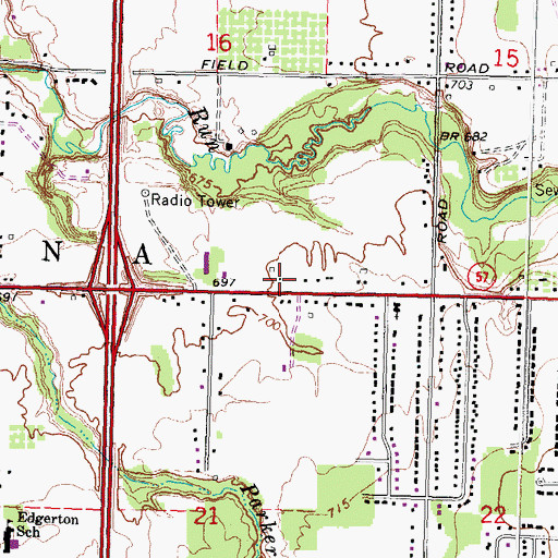 Topographic Map of Vienna Road Medical Center, MI
