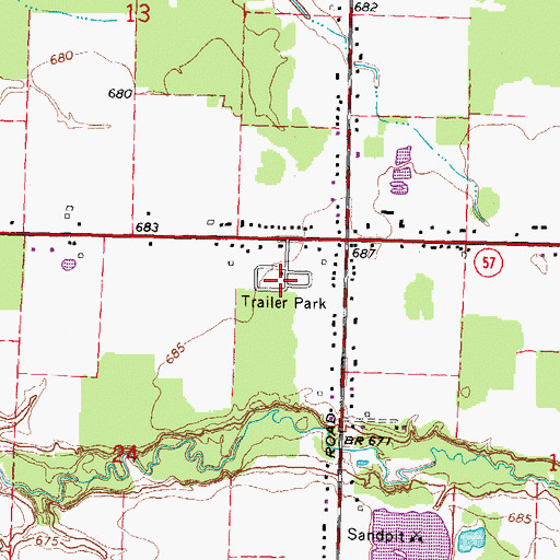 Topographic Map of Pine Forest Mobile Home Park, MI