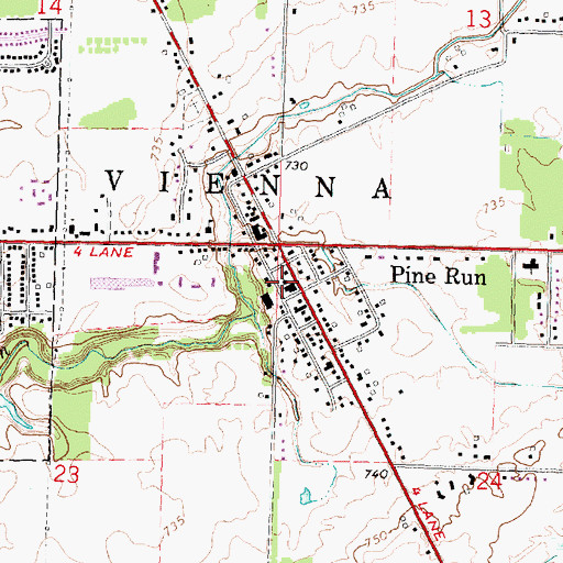 Topographic Map of Pine Run Church of Christ, MI