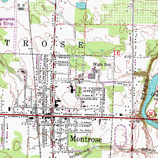 Topographic Map of Montrose Jennings Library, MI