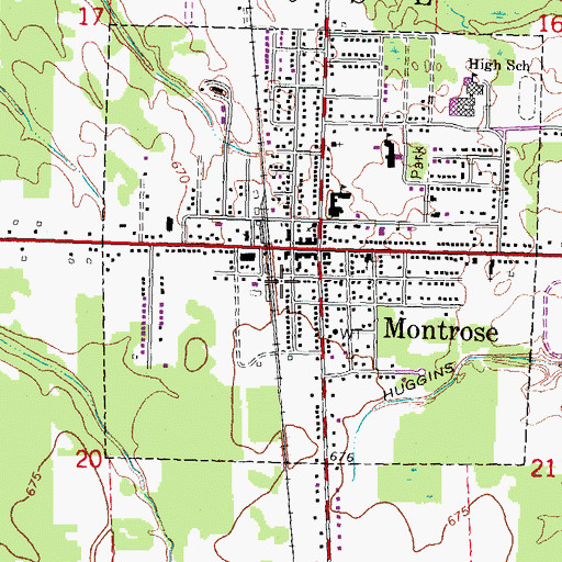 Topographic Map of Montrose Post Office, MI