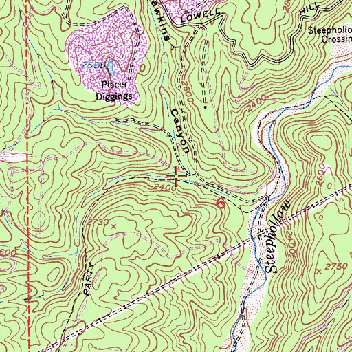 Topographic Map of Hawkins Canyon, CA