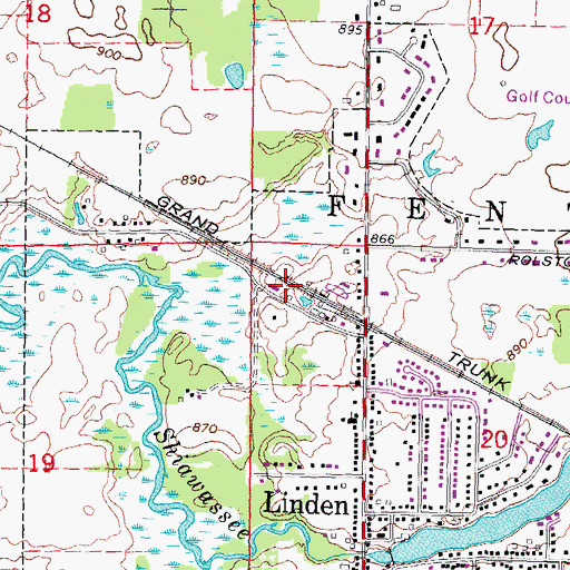 Topographic Map of Linden Station, MI