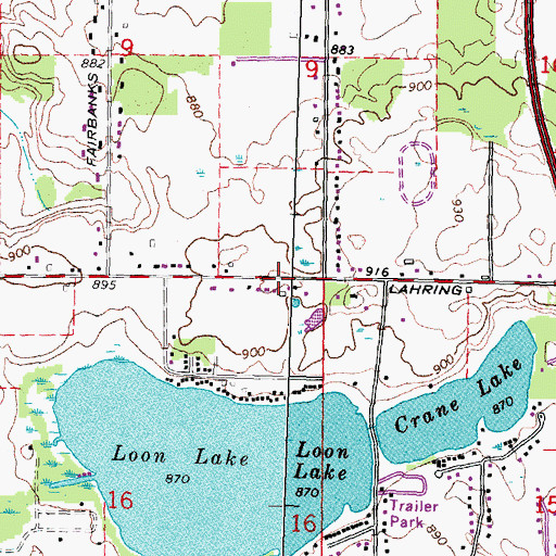 Topographic Map of Lake Fenton High School, MI