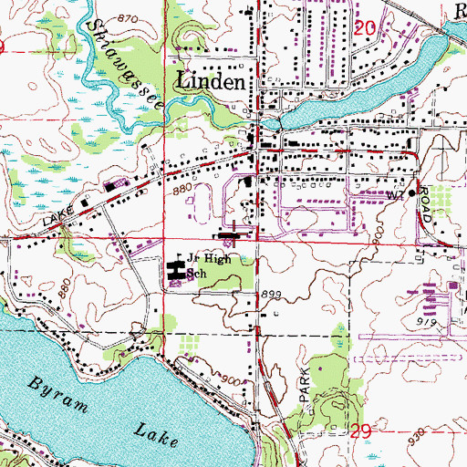 Topographic Map of Linden Elementary School, MI