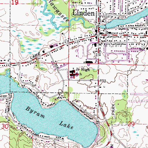 Topographic Map of Linden Middle School, MI