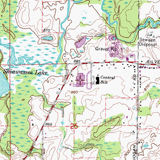 Topographic Map of Linden High School, MI