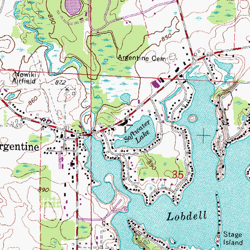 Topographic Map of Argentine Elementary School, MI