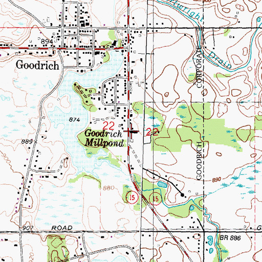 Topographic Map of Goodrich Post Office, MI