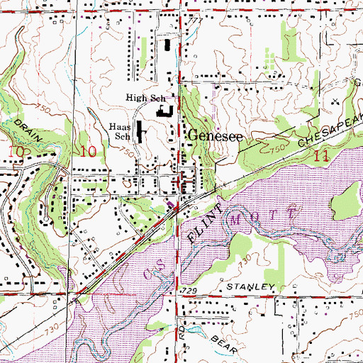 Topographic Map of Genesee Post Office, MI