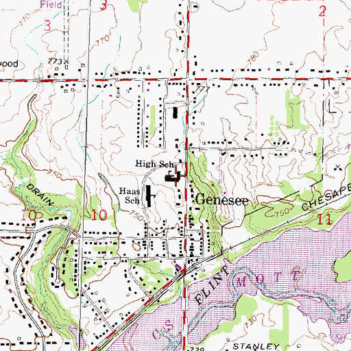 Topographic Map of Genesee High School, MI
