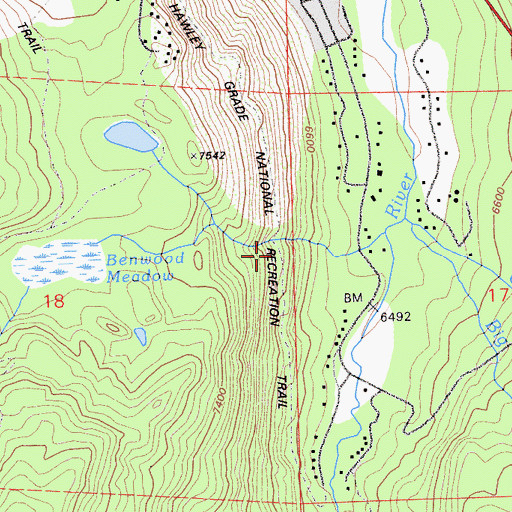 Topographic Map of Hawley Grade Trail, CA