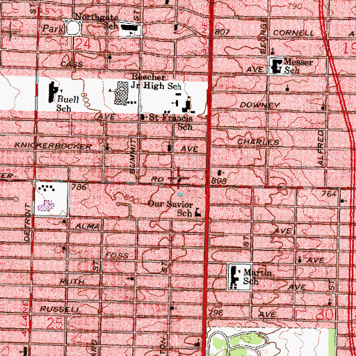 Topographic Map of Grace Tabernacle Church, MI