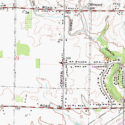 Topographic Map of Mount Morris Community Church, MI