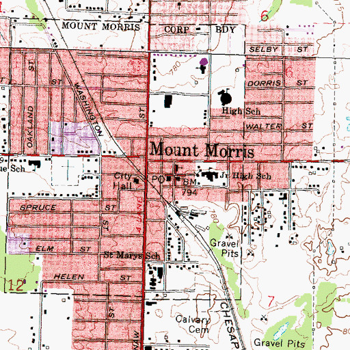 Topographic Map of First Apostolic Church, MI