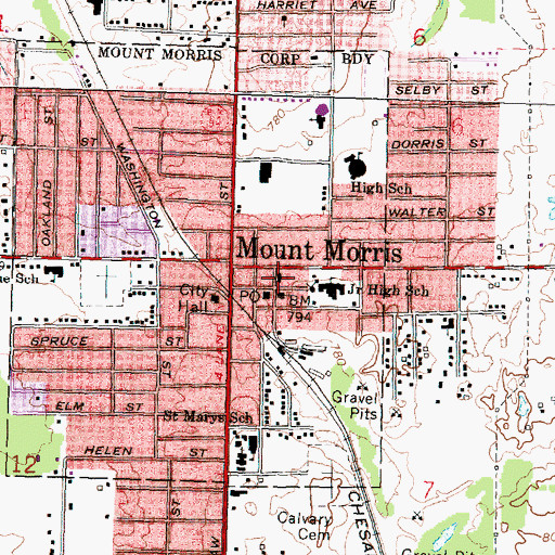 Topographic Map of First United Methodist Church, MI