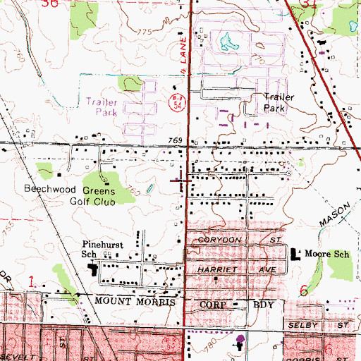 Topographic Map of Home Missionary Baptist Church, MI