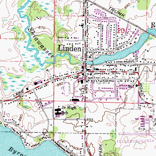 Topographic Map of Linden Presbyterian Church, MI