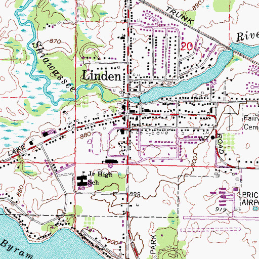 Topographic Map of United Methodist Church of Linden, MI