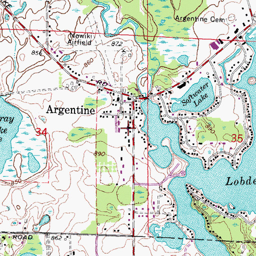 Topographic Map of Argentine Church of the Nazarene, MI