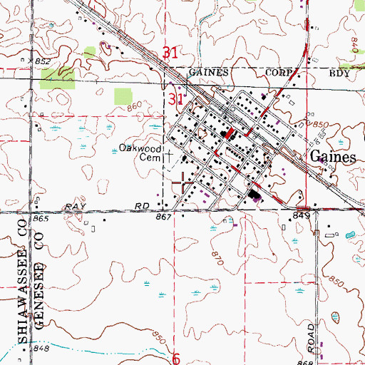 Topographic Map of United Methodist Church of Gaines, MI