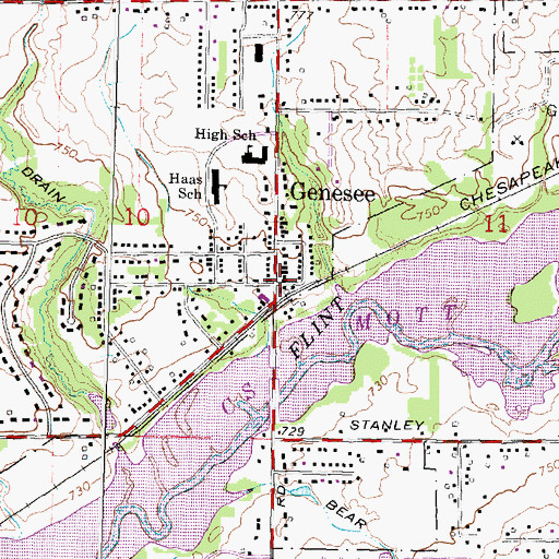 Topographic Map of Genesee United Methodist Church, MI