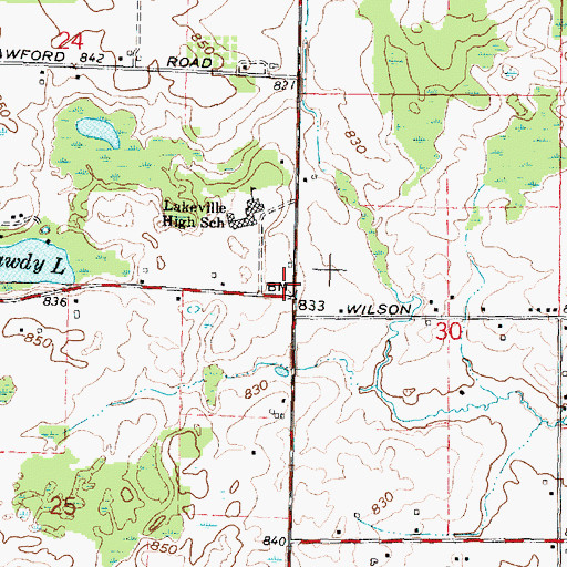 Topographic Map of Lakeville Community Free Methodist Church, MI