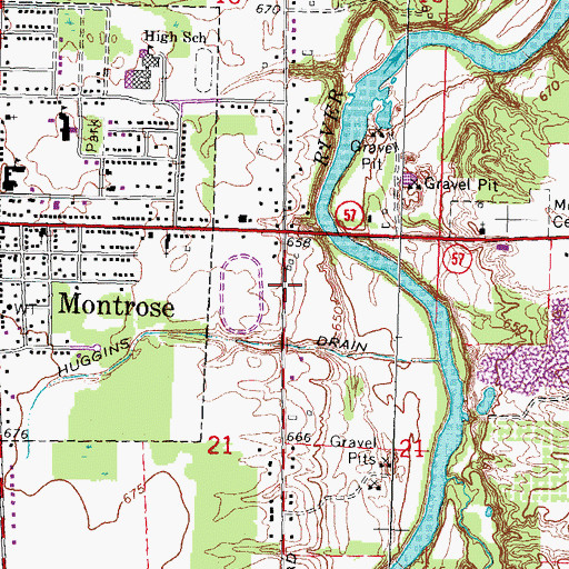 Topographic Map of Mount Sinai Lutheran Church, MI