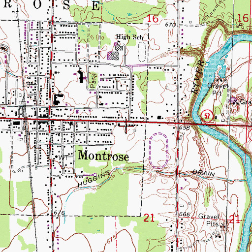 Topographic Map of Montrose Baptist Church, MI