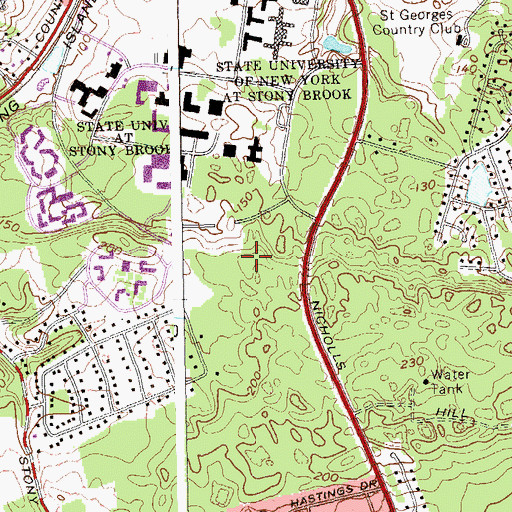Topographic Map of Stony Brook University Census Designated Place, NY