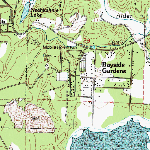 Topographic Map of Bayside Gardens Census Designated Place, OR