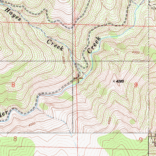 Topographic Map of Hayes Creek, CA