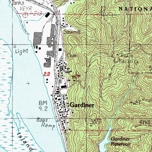 Topographic Map of Gardiner Census Designated Place, OR