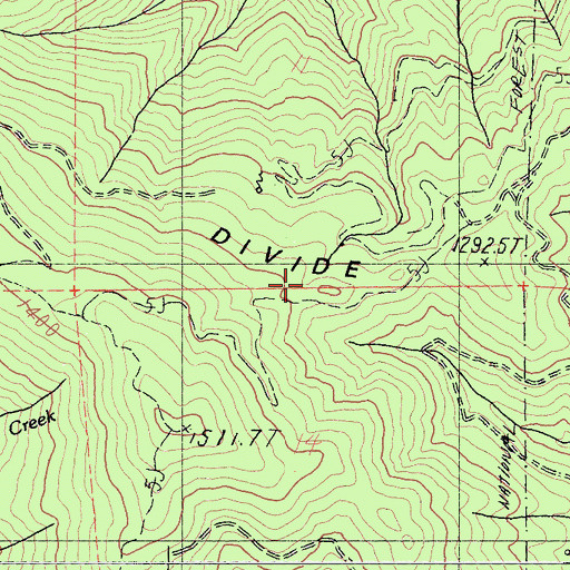Topographic Map of Hayfork Divide, CA