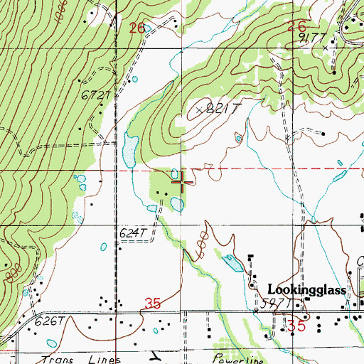 Topographic Map of Lookingglass Census Designated Place, OR