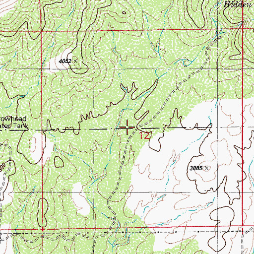 Topographic Map of Hidden Spring Trailhead, AZ