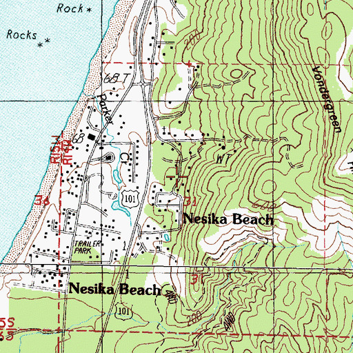 Topographic Map of Nesika Beach Census Designated Place, OR
