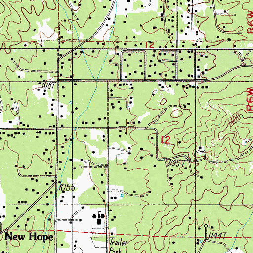 Topographic Map of New Hope Census Designated Place, OR