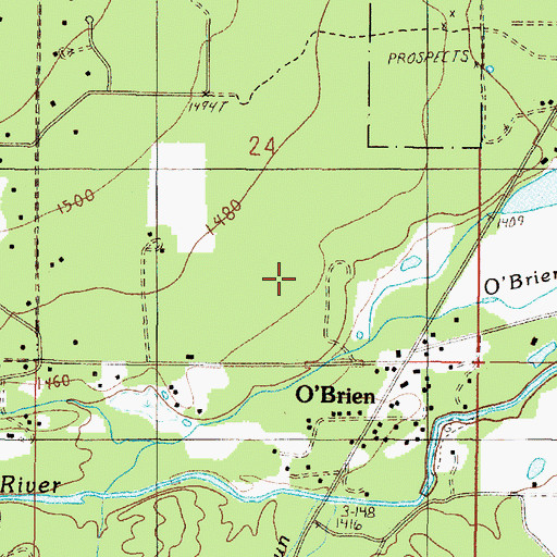 Topographic Map of O'Brien Census Designated Place, OR