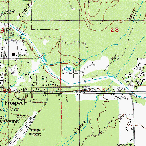 Topographic Map of Prospect Census Designated Place, OR