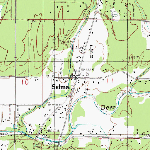 Topographic Map of Selma Census Designated Place, OR